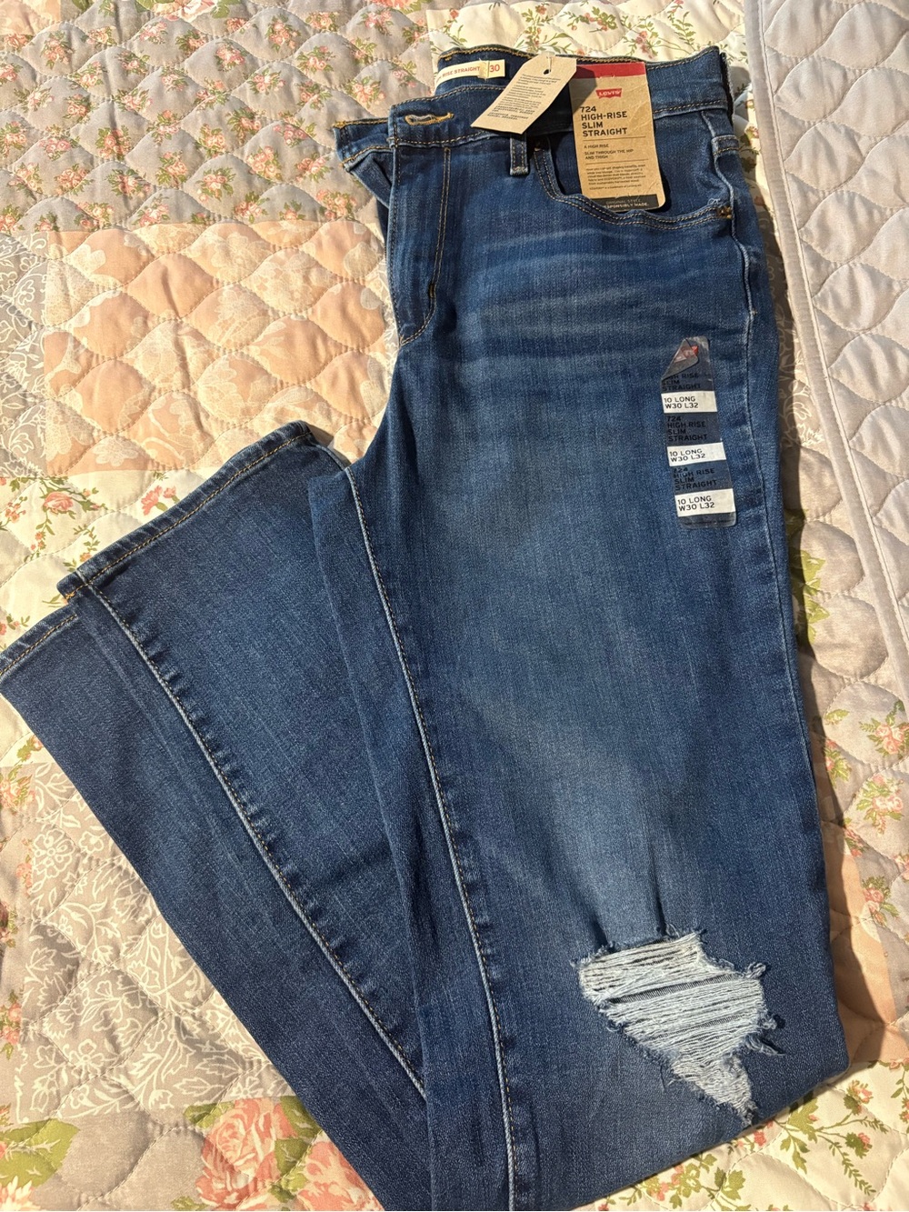 Levi's Women's Straight Leg Jeans - Distressed Blue